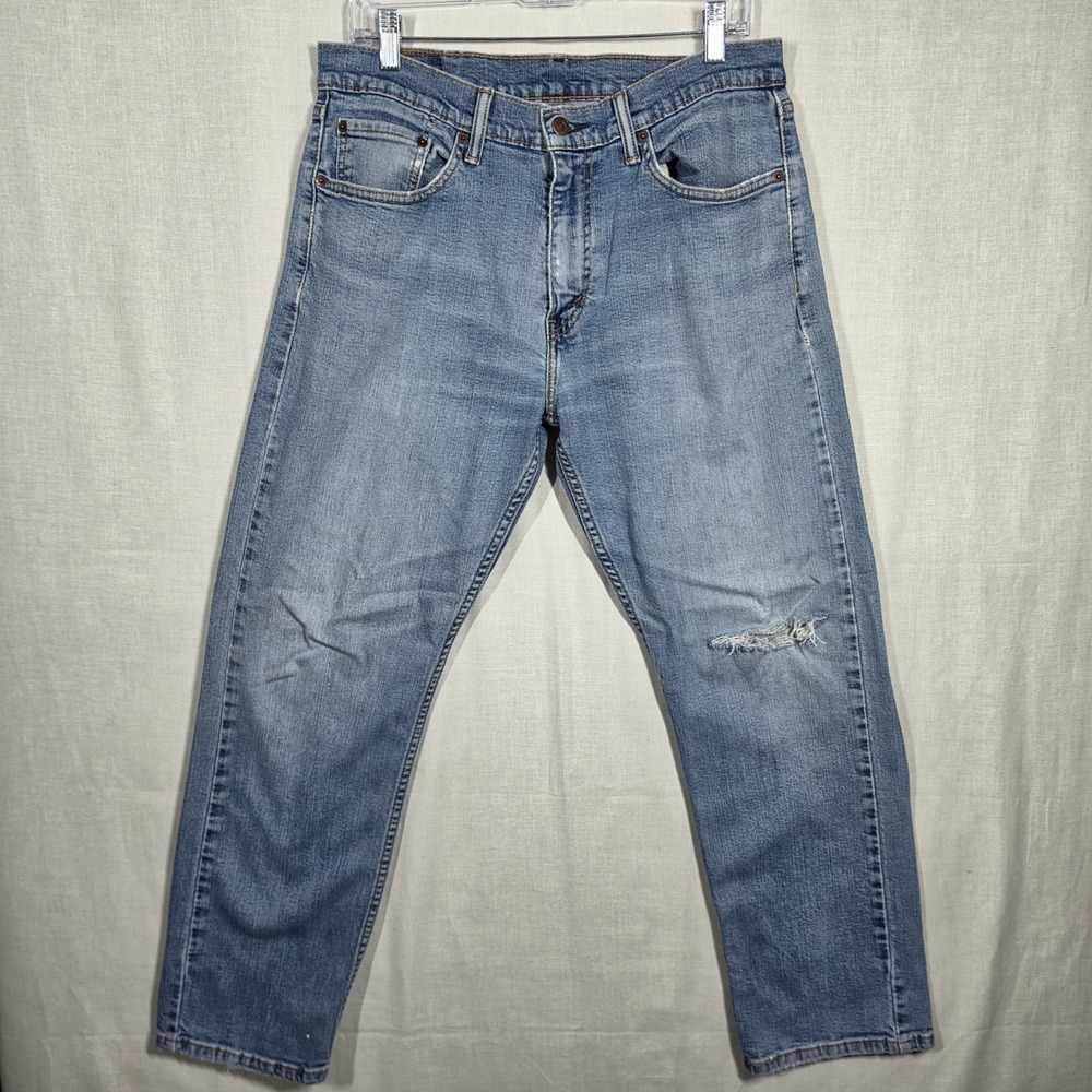 Levis 505 Regular Fit Jeans Mens 32x30 Straight Leg Light Distressed 90s Styles